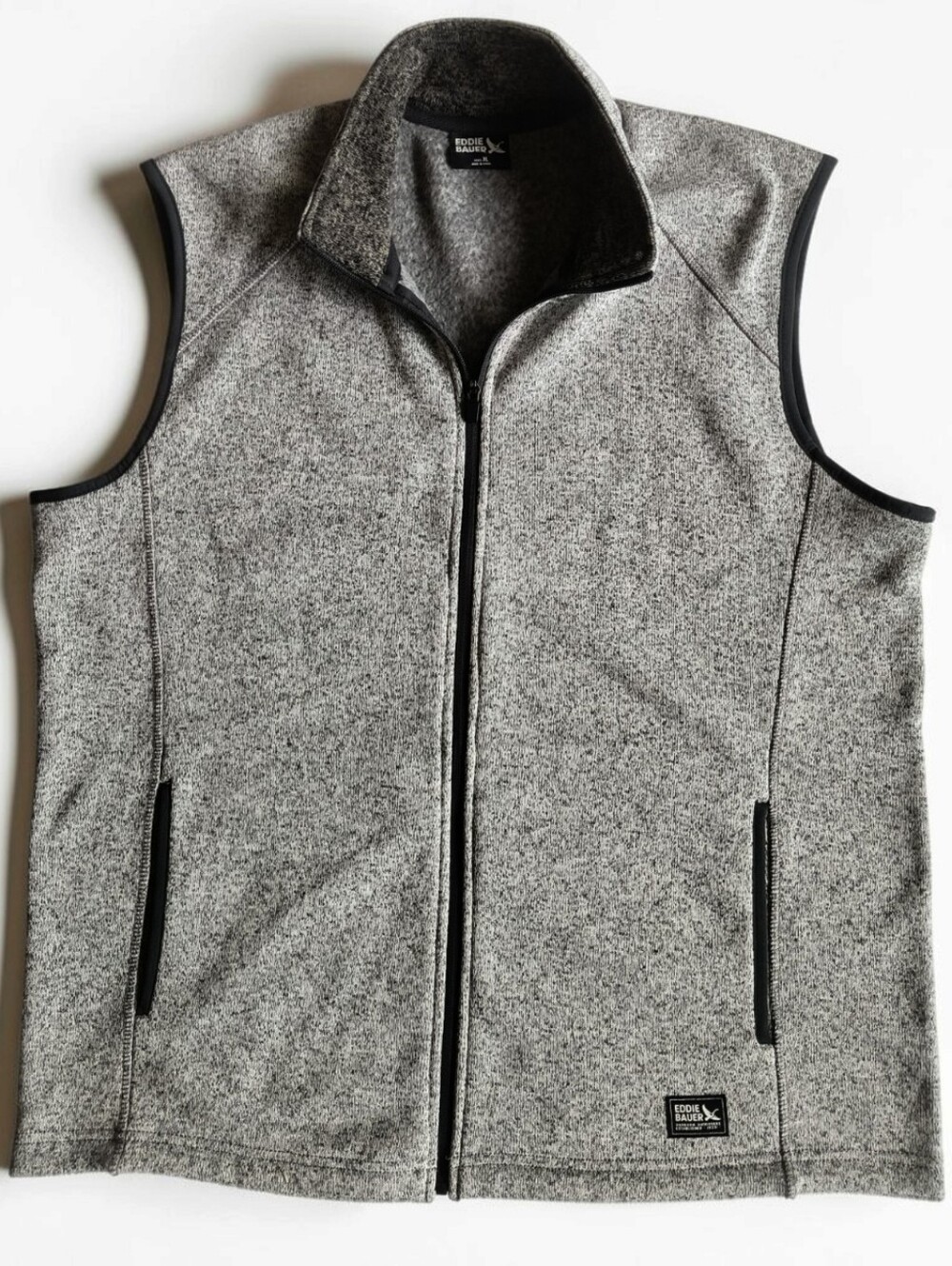 Eddie Bauer Men's Heather Gray Full-Zip Fleece Vest XL Gorpcore Cabincore